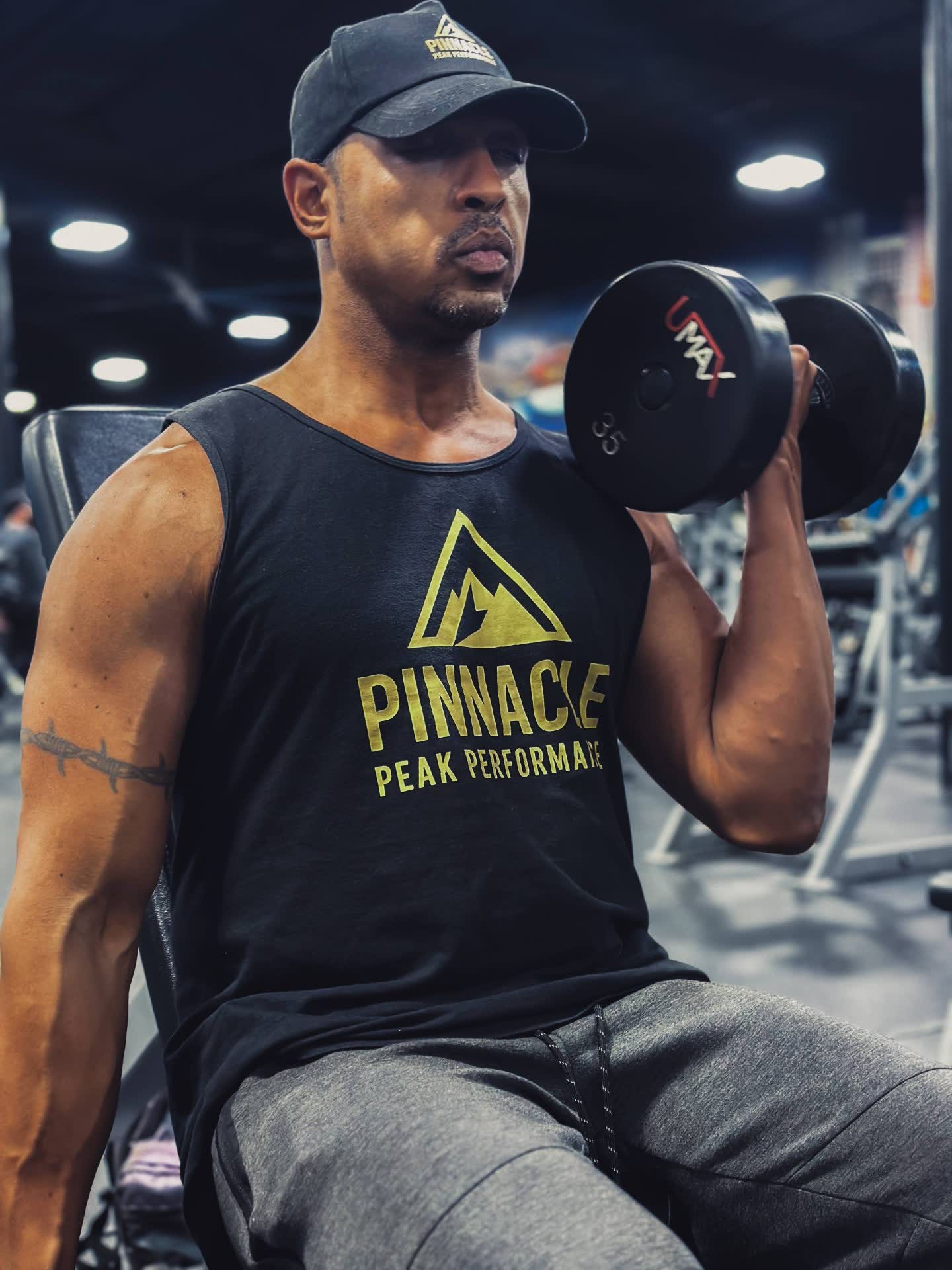 John Hall training with dumbbells